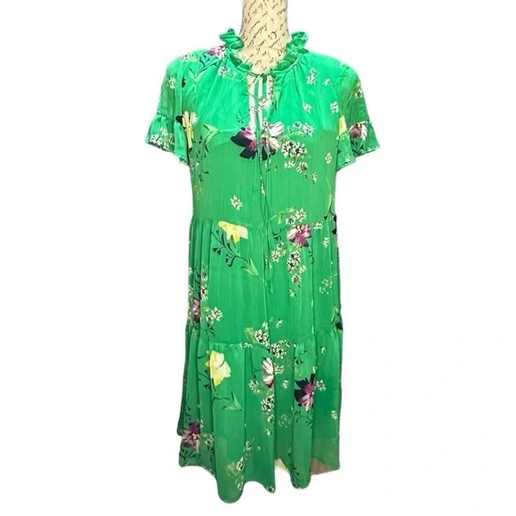 DKNY Green Floral Summer Dress Size 4 NWT - Picture 2 of 5